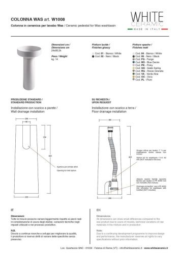 Раковина керамическая White Ceramic Was W100805 напольная цвет черный - фото 2