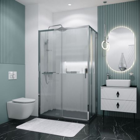 Душевой уголок Grossman Style 120.K33.05.1310.10.02 130х100 стекло шиншилла профиль хром без поддона