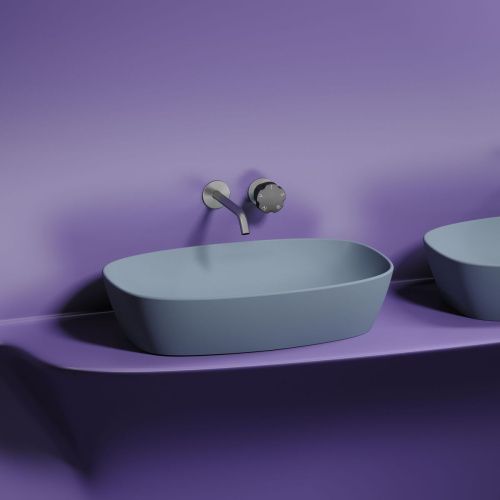 Раковина из сантехнического фарфора Ceramica Nova ELEMENT CN6049MHL 60х40 накладная цвет голубой без отверстий под смеситель - фото 5