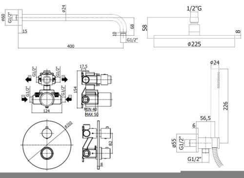 Душевая система Paffoni Light KITLIQ018NO встраиваемая в стену цвет черный с термостатом - фото 4