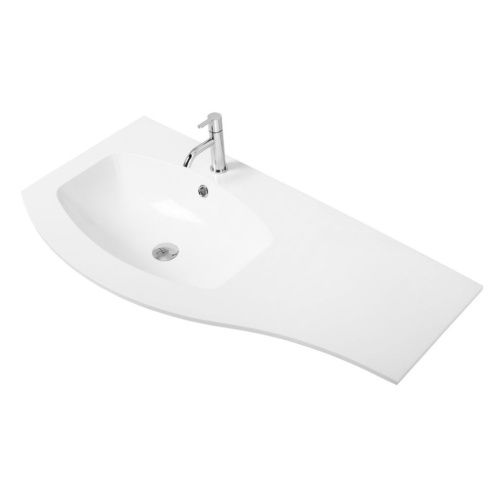 Раковина из искусственного камня Cezares 50153 100х50 подвесная цвет белый 1 отверстие под смеситель - фото 2