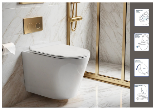 Унитаз подвесной Cerutti SPA CT10833 белый с сиденьем микролифт безободковый смыв торнадо - фото 2