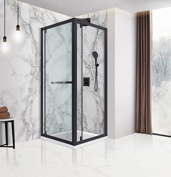 Душевой уголок Vincea Stile VSS-2ST9090CLB-L 90х90 стекло прозрачное профиль черный без поддона