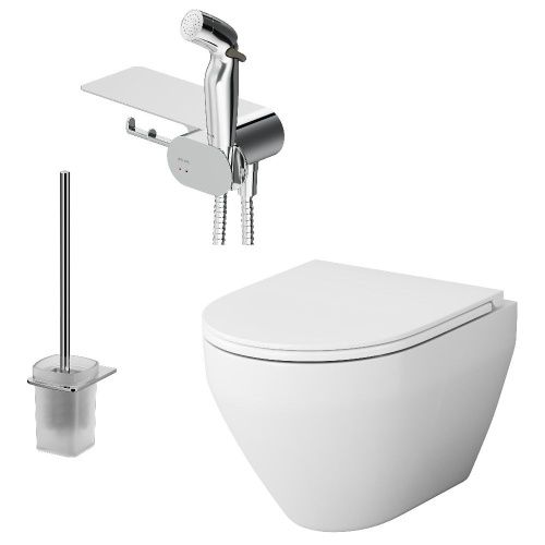 Унитаз подвесной Am.Pm Spirit V2.0 CK70H1003W белый с сиденьем микролифт безободковый душевой смыв - фото 2