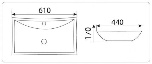 Раковина из сантехнического фаянса CeramaLux 9111 60х40 накладная цвет белый 1 отверстие под смеситель - фото 2