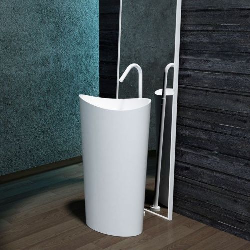 Раковина из искусственного камня MonteBianco Onda grande 13008 60х40 напольная цвет белый без отверстий под смеситель - фото 3