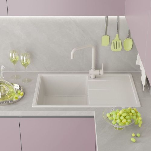 Кухонная мойка Misty Linkor LIN-78х51-03 80х50 цвет белый поверхность матовая - фото 2