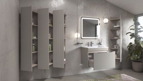 Шкаф-пенал Velvex Alba 287 тирамису 40х150 подвесной цвет серый - фото 5