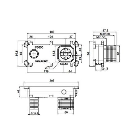 Встраиваемая часть настенного однорычажного смесителя для раковины Fima Carlo Frattini F3600