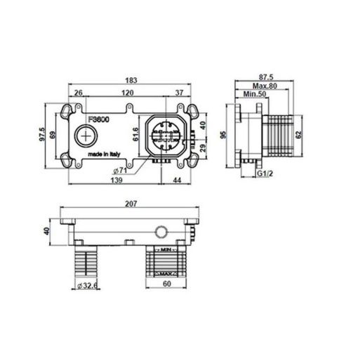 Встраиваемая часть настенного однорычажного смесителя для раковины Fima Carlo Frattini F3600 - фото 2