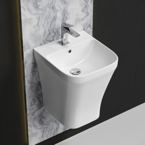 Раковина из сантехнического фарфора Ceramica Nova DION CN6067 40х40 подвесная цвет белый 1 отверстие под смеситель - фото 4