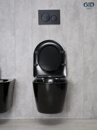 Унитаз подвесной Gid Convexo 62204Y черный с сиденьем микролифт безободковый смыв торнадо