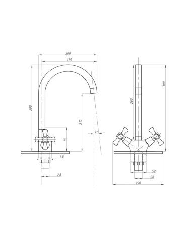 Смеситель для кухни FAUZT FZs-202-07 на мойку хром - фото 3