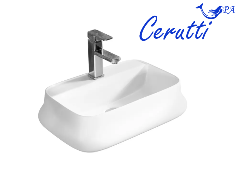 Раковина из сантехнического фарфора Cerutti SPA CR0061 50х40 накладная цвет белый 1 отверстие под смеситель - фото 5
