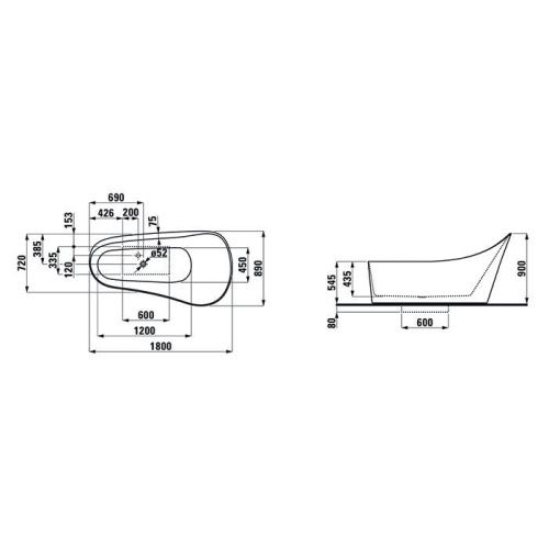 Ванна из искусственного камня Laufen Palomba 2.4580.2.000.000.1 180х90 отдельностоящая овальная - фото 2