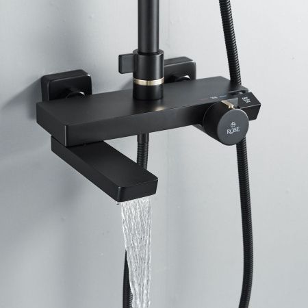 Душевая стойка Rose R1896H настенная цвет черный с термостатом