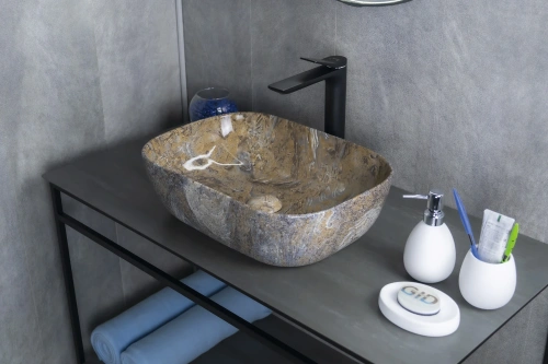 Раковина керамическая Gid Geométrico 54474 50х30 накладная цвет многоцветный без отверстий под смеситель - фото 3