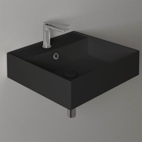 Раковина из сантехнического фаянса Simas Agile AG51 nero matt*1 50х50 подвесная цвет черный 1 отверстие под смеситель