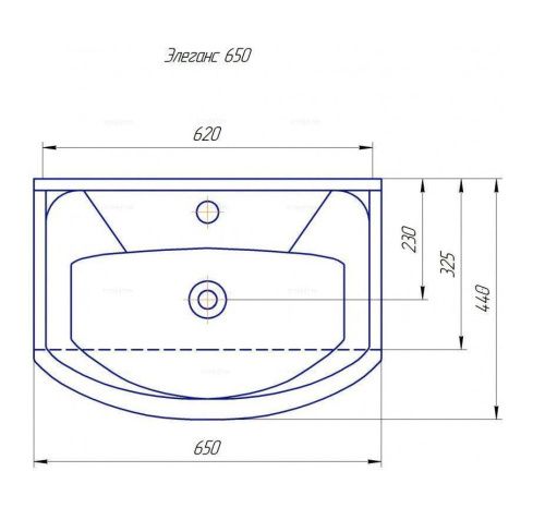 Раковина из сантехнического фаянса СанТа Элеганс65 70х40 накладная цвет белый - фото 2