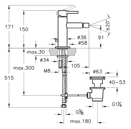 Смеситель Vitra Origin A4255936 на биде черный - фото 2