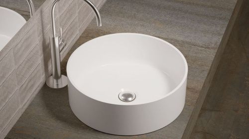 Раковина из искусственного камня Zenon Rin 4000.000.000.000.09349 40х40 накладная цвет белый - фото 4