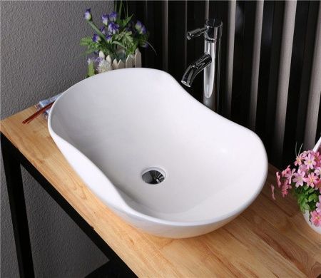 Раковина из сантехнического фаянса CeramaLux 9175 70х40 накладная цвет белый без отверстий под смеситель