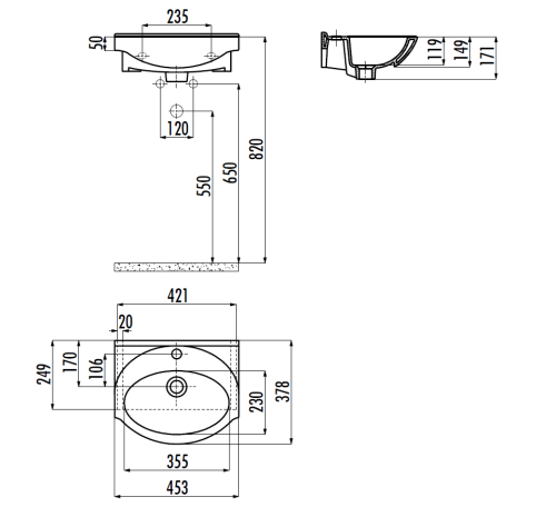 Раковина из сантехнического фарфора Creavit ETOL ET045-00CB00E-0000 50х40 накладная цвет белый - фото 2