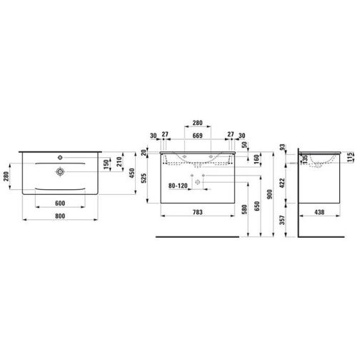Тумба с раковиной Laufen Palace 8.6070.5.261.104.1 80х50 цвет белый - фото 2