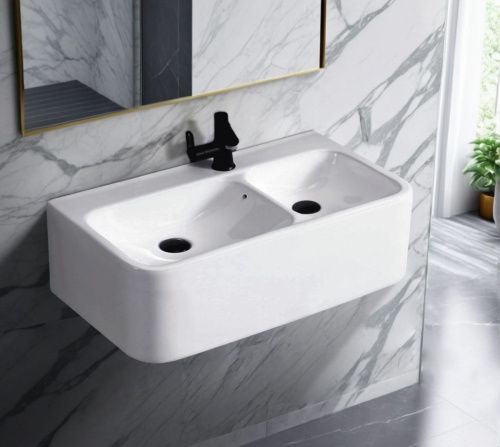 Раковина из сантехнического фарфора Cerutti SPA СТ9700 80х40 подвесная цвет белый 1 отверстие под смеситель