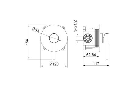 Смеситель для душа Aquatek ЕВРОПА AQ1366MB встраиваемый в стену черный