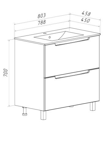Тумба под раковину Runo Lina 00-00004643 80х50 напольная цвет белый - фото 2