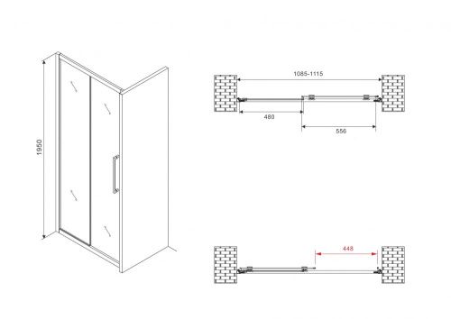 Душевая дверь Abber Schwarzer Diamant AG30110MH 110х195 стекло матовое профиль хром - фото 5