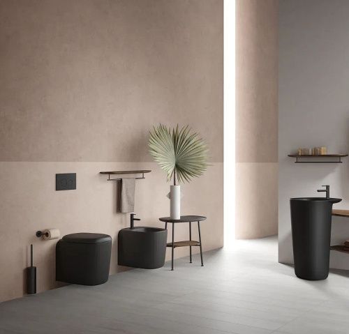 Чаша унитаза подвесная Vitra Plural 7830B483-0075 цвет черный без сиденья безободковая каскадный смыв - фото 2