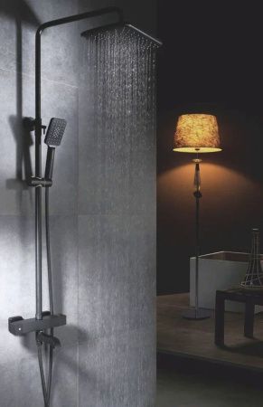 Душевая стойка Rose R3536H настенная цвет черный с термостатом