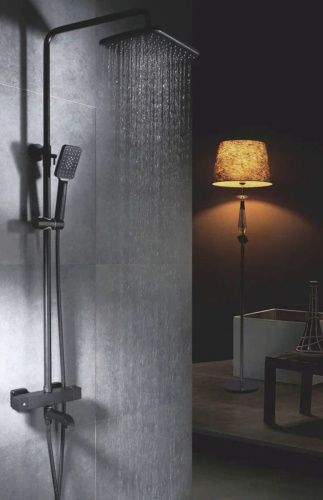 Душевая стойка Rose R3536H настенная цвет черный с термостатом - фото 4