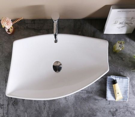 Раковина из сантехнического фаянса CeramaLux 78121 70х40 накладная цвет белый без отверстий под смеситель