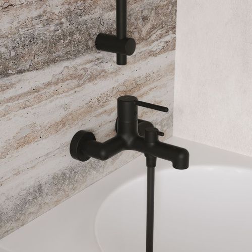 Смеситель для ванны и душа IDDIS Aiger AIGBL00i02WA настенный черный - фото 3