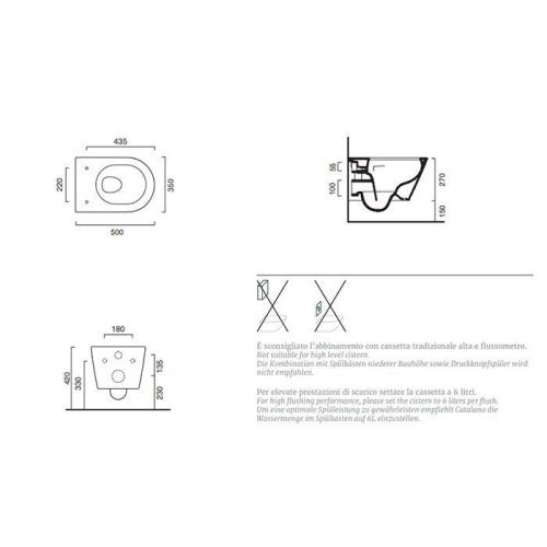 Чаша унитаза подвесная Catalano Zero 111500001 цвет белый без сиденья безободковая смыв торнадо - фото 2