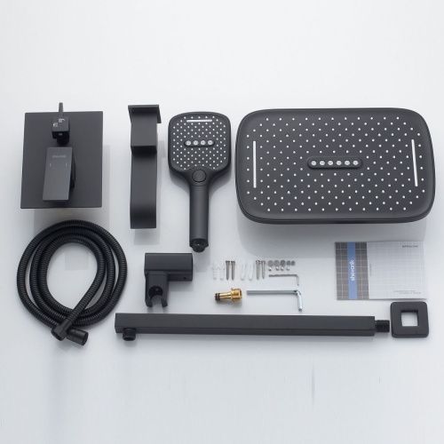 Душевая система Shevanik S4035H встраиваемая в стену цвет черный - фото 4