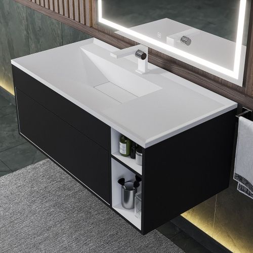 Тумба с раковиной Uperwood Lotus Premium 39340207464 100х50 цвет черный - фото 5