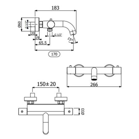 Смеситель для ванны Carimali 21605-CR настенный хром с термостатом