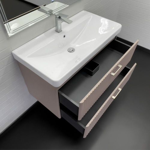 Тумба с раковиной Comforty Ангара 00-00021036CF 90х50 подвесная цвет бежевый - фото 5