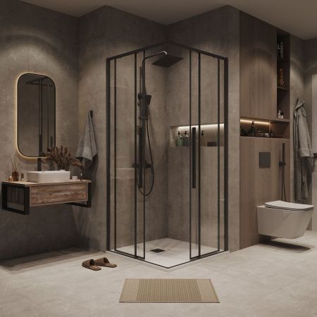 Душевая дверь Grossman Galaxy 1/2.K33.01.12.21.00 120х195 стекло прозрачное профиль черный