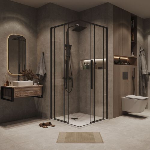 Душевая дверь Grossman Galaxy 1/2.K33.01.80.21.00 80х195 стекло прозрачное профиль черный - фото 4