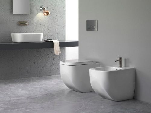 Чаша унитаза приставная Hatria NEXT Y3AY01 цвет белый без сиденья безободковая душевой смыв - фото 2