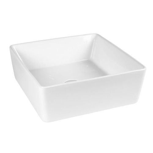 Раковина из сантехнического фарфора Bond Cube S54-390 40х40 накладная цвет белый без отверстий под смеситель - фото 2