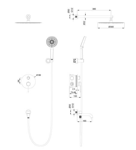 Душевая система Wonzon & Woghand STICK WW-88939017-BN встраиваемая в стену цвет серый - фото 2