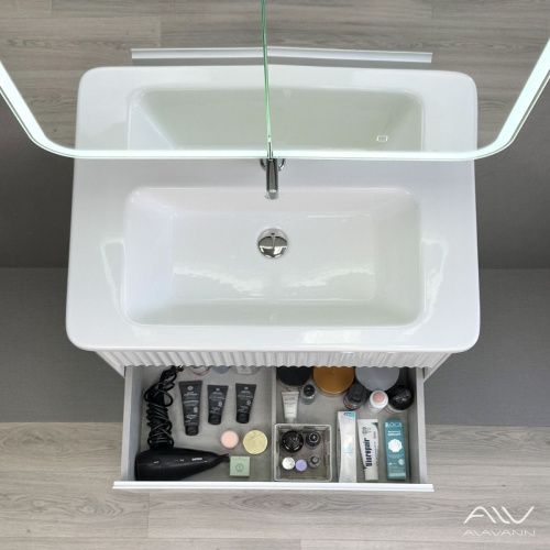 Тумба с раковиной Alavann Wave ALV1112000 80х50 подвесная цвет белый - фото 5