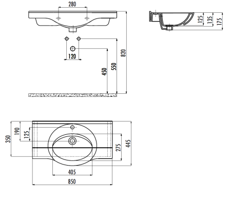 Раковина из сантехнического фарфора Creavit ETOL ET185-00CB00E-0000 90х40 накладная цвет белый 1 отверстие под смеситель