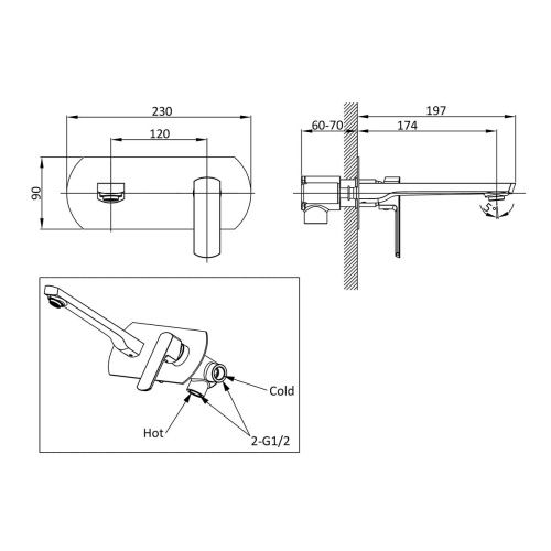 Смеситель для раковины Vincea Next VBFW-1N1MB встраиваемый в стену черный - фото 4